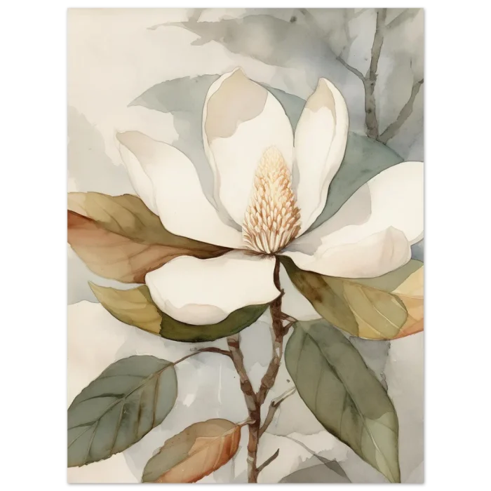Soft Watercolor Magnolia Bloom - Premium Matte Paper Poster, 40 x 50 cm - Image 3