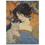 Art Nouveau "Woman & Cat" - Premium Matte Paper Poster in Your Choice of Six Sizes - Image 2