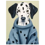 Chic Dalmatian in Sweater Art Print - Premium Matte Paper Poster - Image 2