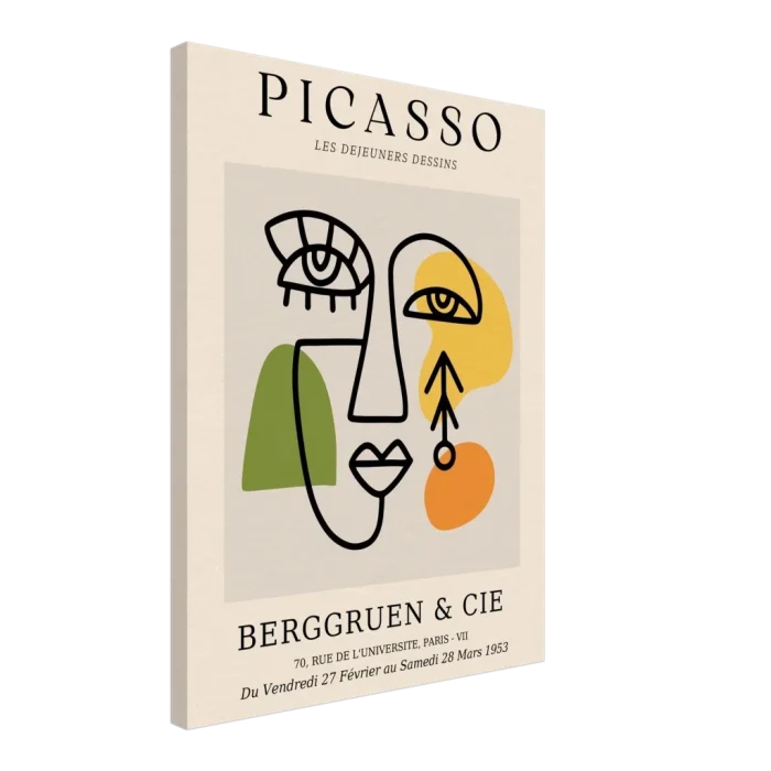 Abstract Picasso Face Line Art Print – Modern Minimalist Wall Art with Organic Shapes and Earth Tones - Image 5