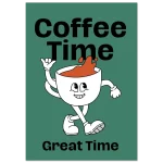 Retro Coffee Time Character Poster - Classic Semi-Glossy Art Print for a Great Time
