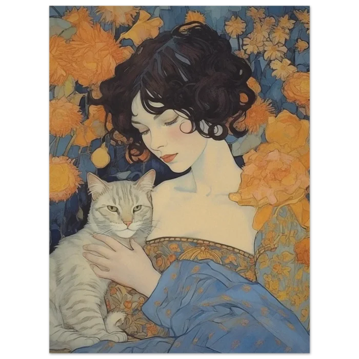Art Nouveau "Woman & Cat" - Premium Matte Paper Poster in Your Choice of Six Sizes - Image 6