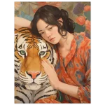 Tender Tiger & Serene Woman Portrait - Premium Matte Paper Poster, available in multiple sizes to adorn your space - Image 3