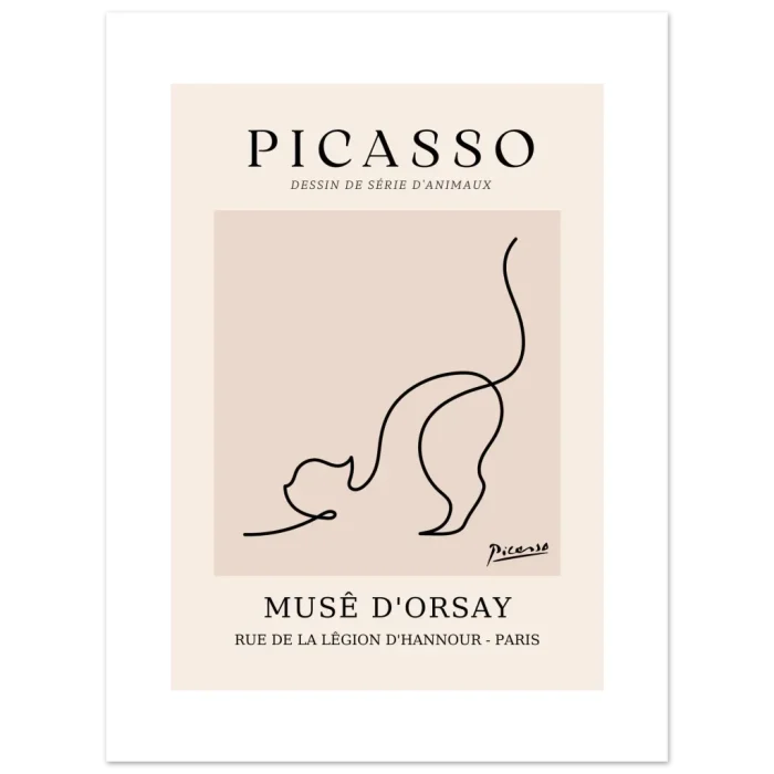 Picasso Cat Line Art Poster - Minimalist Animal Drawing for Modern Homes, in Your Choice of Sizes - Image 3