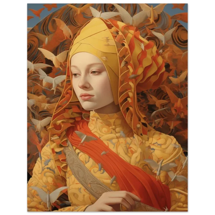 Mystic Empress: Golden Avian Tapestry 40x50 - Premium Matte Paper Poster - Image 5