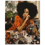 Vibrant Contemporary Portrait Matte Paper Poster - Lush Greenery & Bold Hues