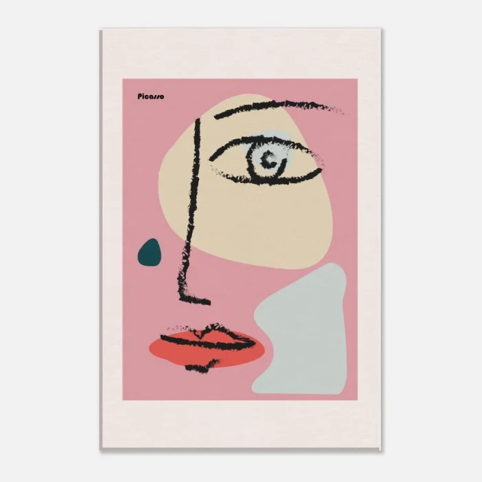 Abstract Picasso Face Canvas – Modern Cubist Wall Art in Vibrant Pink & Black - Image 6