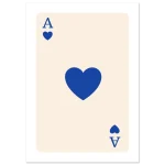 Ace of Hearts Minimalist Blue Card Poster – Classic Semi-Glossy Paper