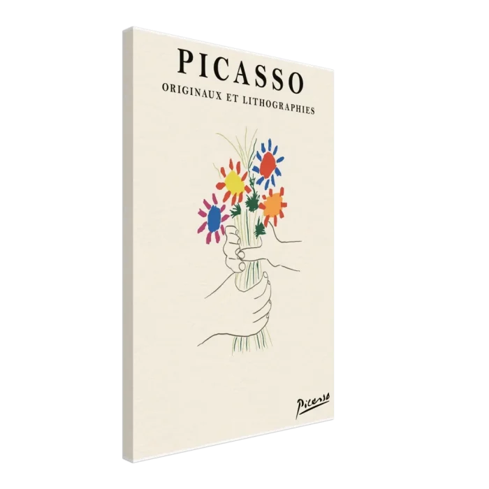 Picasso Hands with Flowers Canvas Print – Vibrant Modern Floral Wall Art - Image 2