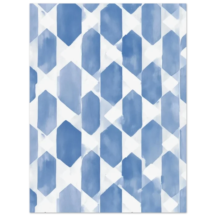 Abstract Geometric Blue Watercolor Pattern - Premium Matte Paper Poster - Image 3