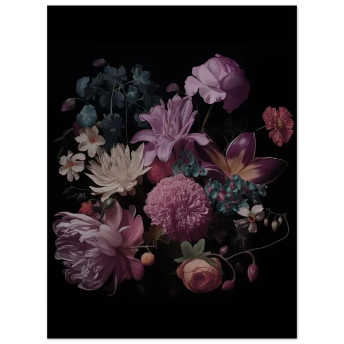 Timeless Floral Bouquet - Dark Academia Style Premium Matte Paper Poster in Multiple Sizes - Image 3