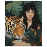 Jungle Serenity: Enigmatic Woman & Tiger - Premium Matte Paper Poster in various sizes