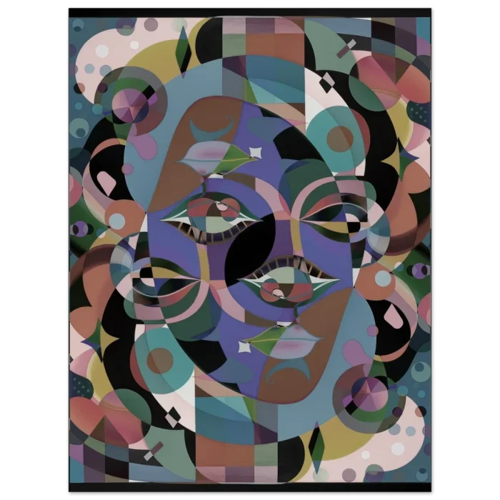 Abstract Geometric Face Art Print - Premium Matte Paper Poster in Multiple Sizes - Image 2