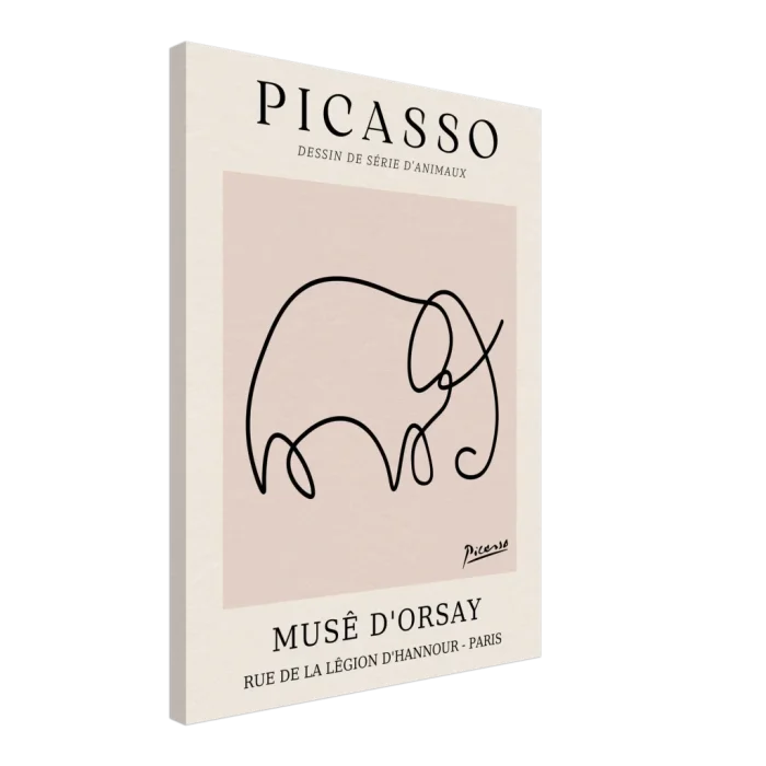 Minimalist Picasso Elephant Line Art Poster – Modern Animal Sketch Canvas Print in Blush Pink - Image 5