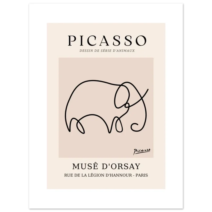 Picasso Elephant Line Art Poster - Minimalist 'Dessin de Série d'Animaux' Print for Modern Decor - Image 3