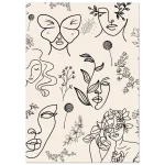 Abstract Floral Faces Art Print – Elegant Line Art Classic Semi-Glossy Poster