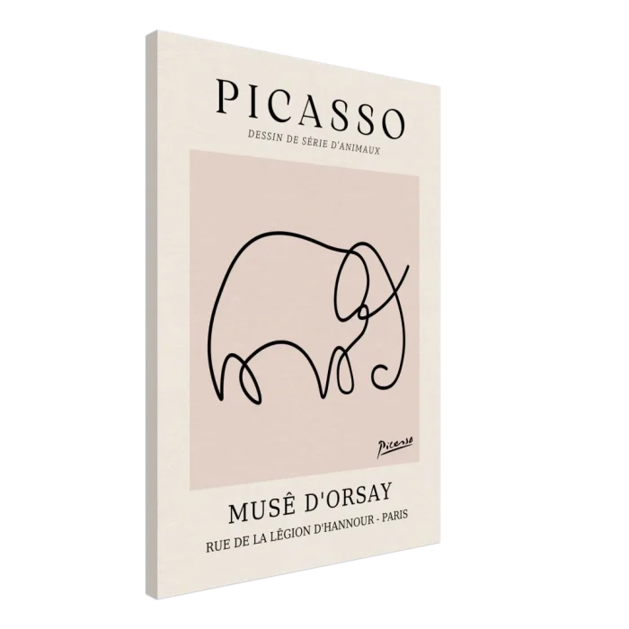 Minimalist Picasso Elephant Line Art Poster – Modern Animal Sketch Canvas Print in Blush Pink - Image 4