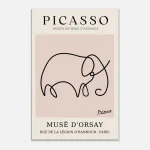 Minimalist Picasso Elephant Line Art Poster – Modern Animal Sketch Canvas Print in Blush Pink - Image 6