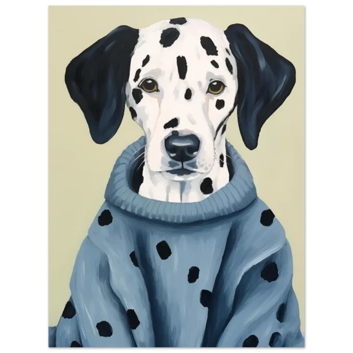 Chic Dalmatian in Sweater Art Print - Premium Matte Paper Poster - Image 3