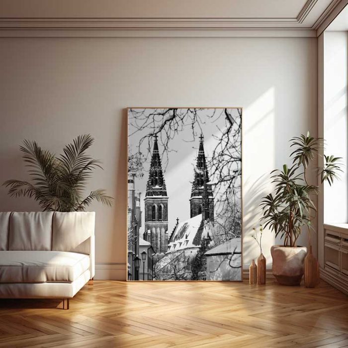Prague's Saints Peter & Paul Basilica Winter Cathedral Original Art Work Photography Museum-Quality Matte Paper Poster - Image 2