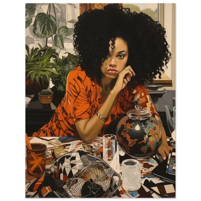 Vibrant Contemporary Portrait Matte Paper Poster - Lush Greenery & Bold Hues - Image 5