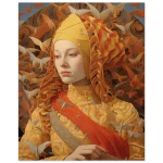 Mystic Empress: Golden Avian Tapestry 40x50 - Premium Matte Paper Poster