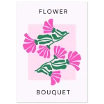 Vibrant Pink Flower Bouquet Art Poster - Classic Semi-Glossy Paper