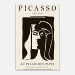 Picasso "The Kiss" Abstract Exhibition Poster – Timeless Black & White Cubist Art Canvas for Modern Spaces - Image 6
