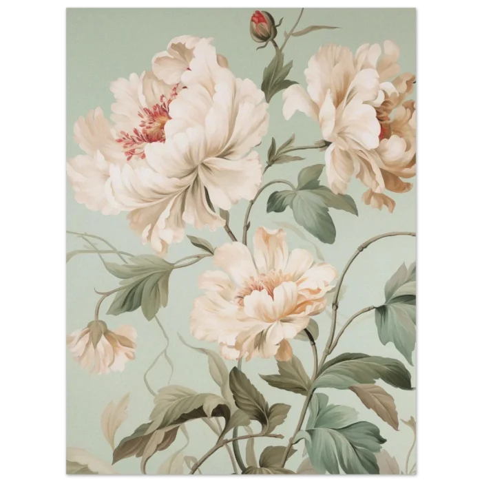 Vintage Botanical Peony Bloom Premium Matte Paper Poster - Serene Floral Art in Multiple Sizes - Image 4