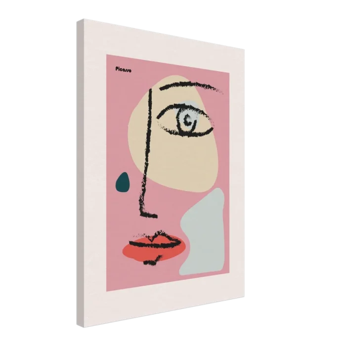 Abstract Picasso Face Canvas – Modern Cubist Wall Art in Vibrant Pink & Black - Image 5