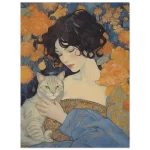 Art Nouveau "Woman & Cat" - Premium Matte Paper Poster in Your Choice of Six Sizes - Image 3