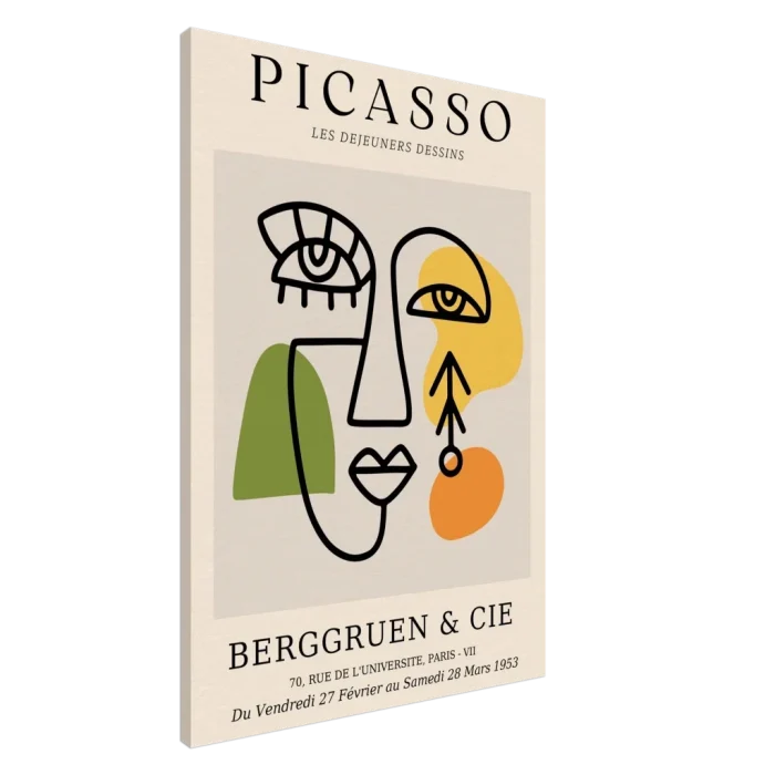 Abstract Picasso Face Line Art Print – Modern Minimalist Wall Art with Organic Shapes and Earth Tones - Image 3