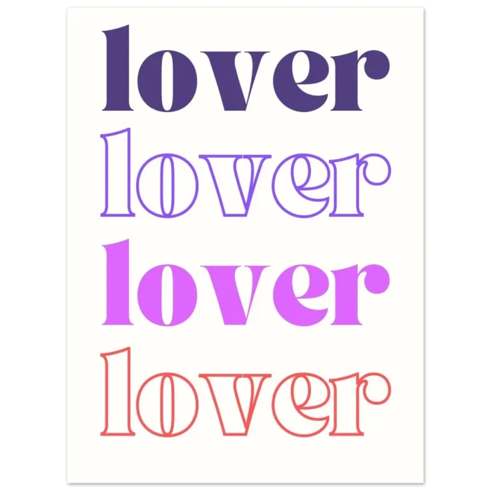 Retro Love Typography Print - Premium Matte Paper Poster in Vibrant Pink & Purple Hues, Multiple Sizes - Image 6