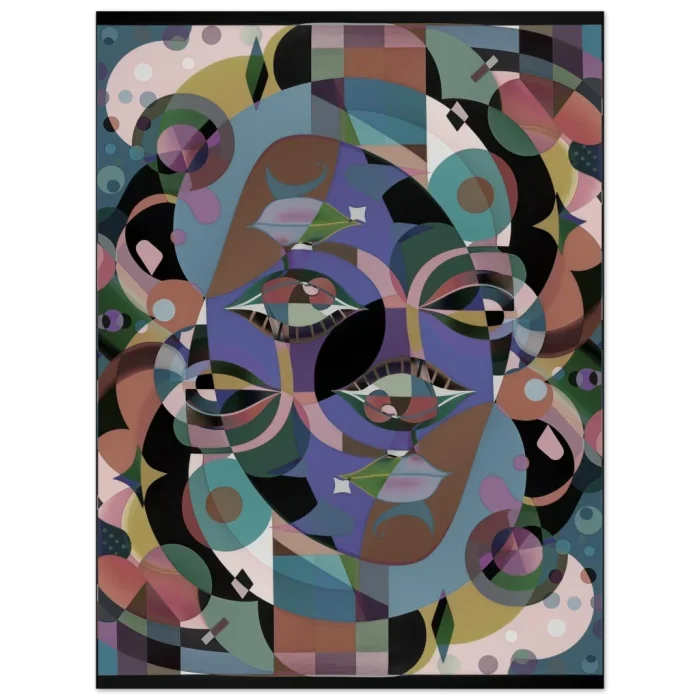 Abstract Geometric Face Art Print - Premium Matte Paper Poster in Multiple Sizes - Image 3