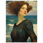 Whispers of the Sea Premium Matte Paper Poster - Romantic Art Nouveau Woman with Fiery Hair - Image 6