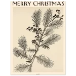 Vintage Botanical Holly "Merry Christmas" Art Poster - Premium Matte Paper Print in Multiple Sizes - Image 4