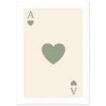 Minimalist Ace of Hearts in Sage Green Semi-Glossy Paper Poster