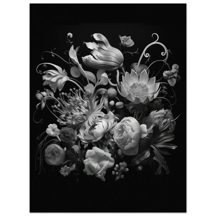 Dramatic Monochromatic Floral Bouquet - Premium Matte Paper Poster - Image 6