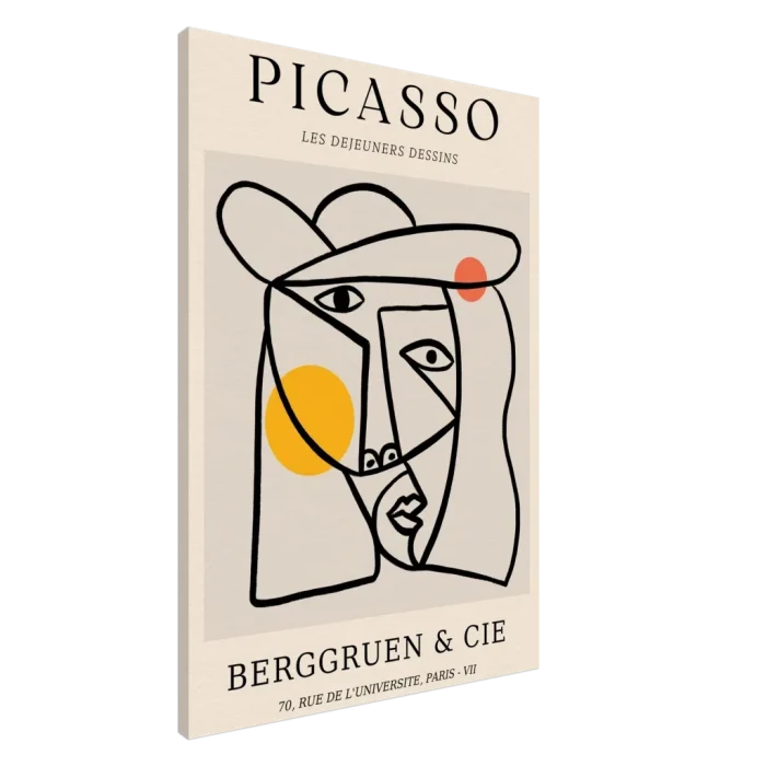 Abstract Picasso Face Line Art Poster – Modern Cubist Wall Art Canvas with Playful Hues - Image 3