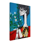 Cubist Muse Canvas Print – Bold Modern Portrait Art in Blue, Red & Yellow - Image 5