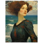Whispers of the Sea Premium Matte Paper Poster - Romantic Art Nouveau Woman with Fiery Hair - Image 5