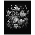 Dramatic Monochromatic Floral Bouquet - Premium Matte Paper Poster