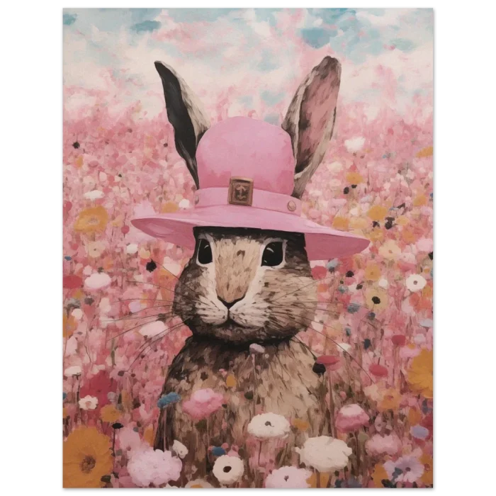 Chic Woodland Rabbit in Pink Hat - 40 x 50 Premium Matte Paper Poster - Image 5