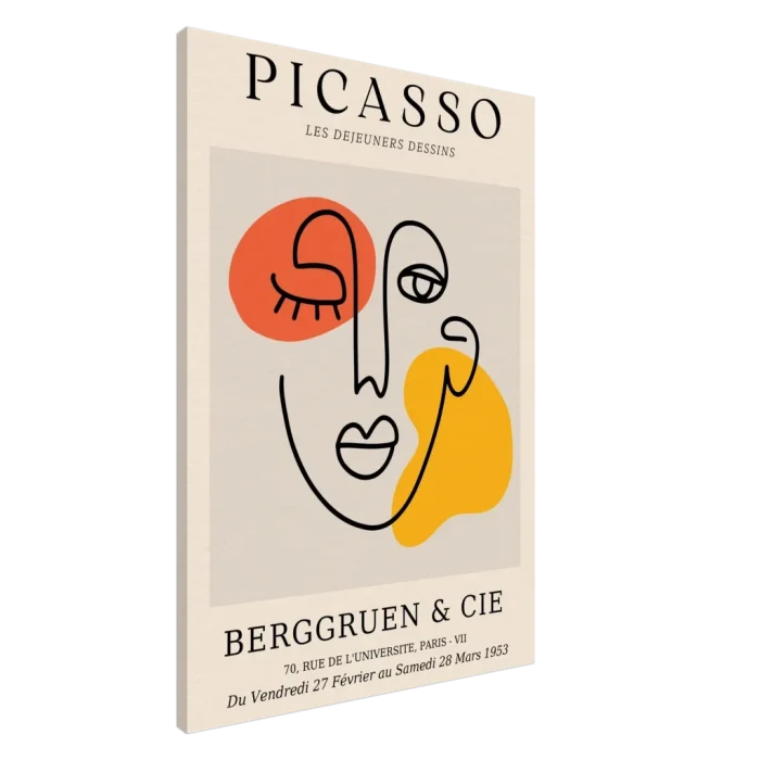 Abstract Picasso Face Line Art Canvas – Modern Expressionist Wall Art in Vibrant Hues - Image 3