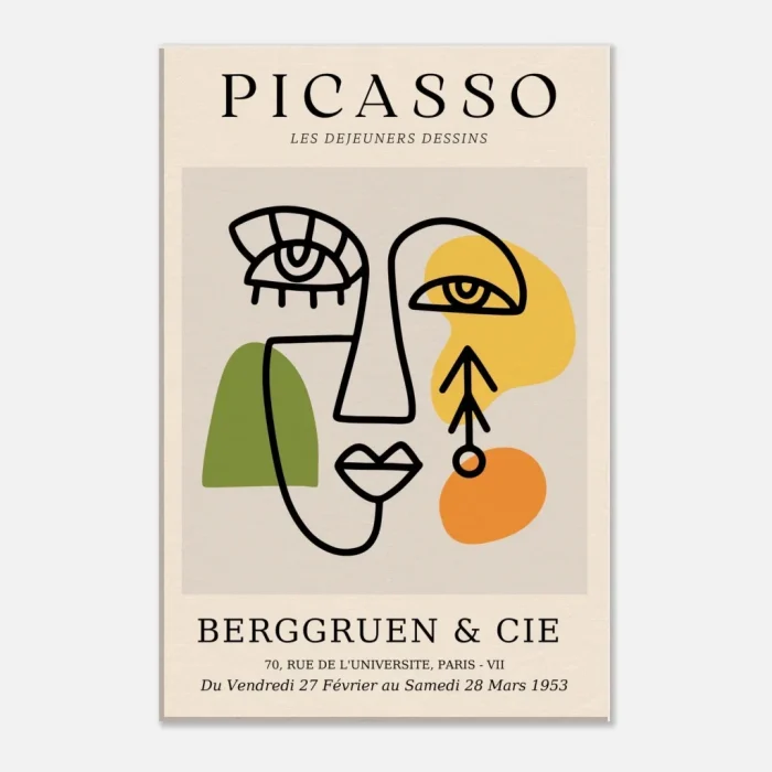 Abstract Picasso Face Line Art Print – Modern Minimalist Wall Art with Organic Shapes and Earth Tones - Image 6