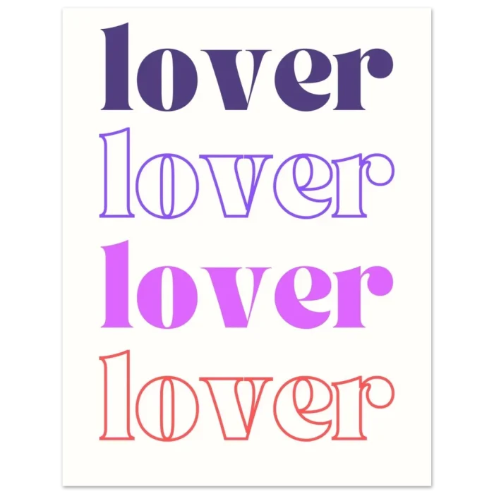 Retro Love Typography Print - Premium Matte Paper Poster in Vibrant Pink & Purple Hues, Multiple Sizes - Image 5