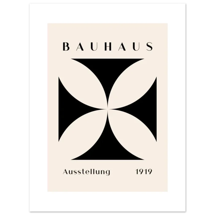 Bauhaus 1919 Exhibition Black & Beige Geometric Art Premium Matte Paper Poster - Image 2