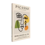 Abstract Picasso Face Line Art Print – Modern Minimalist Wall Art with Organic Shapes and Earth Tones