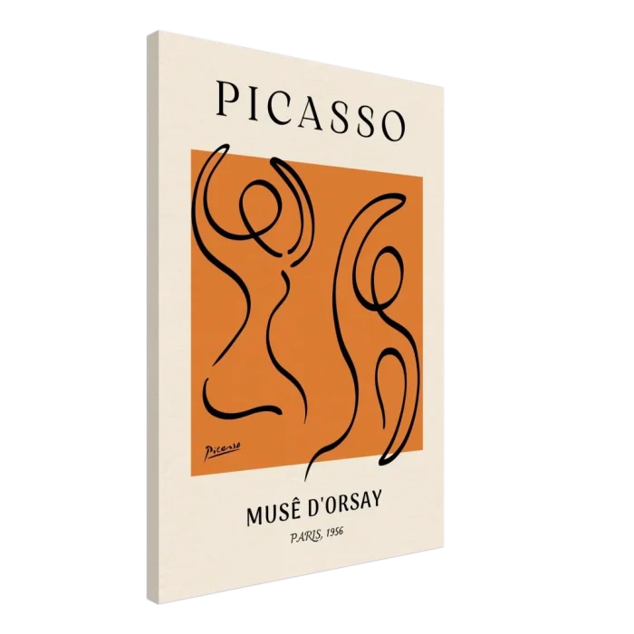 Picasso Musê d'Orsay Abstract Art Canvas – Black Line Art on Vibrant Orange – Modern Museum Print for Home Decor - Image 4