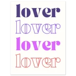 Retro Love Typography Print - Premium Matte Paper Poster in Vibrant Pink & Purple Hues, Multiple Sizes - Image 2